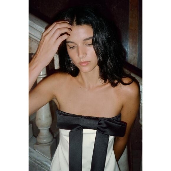 ZARA STRAPLESS DRESS WITH BOW - Picture 4 of 8